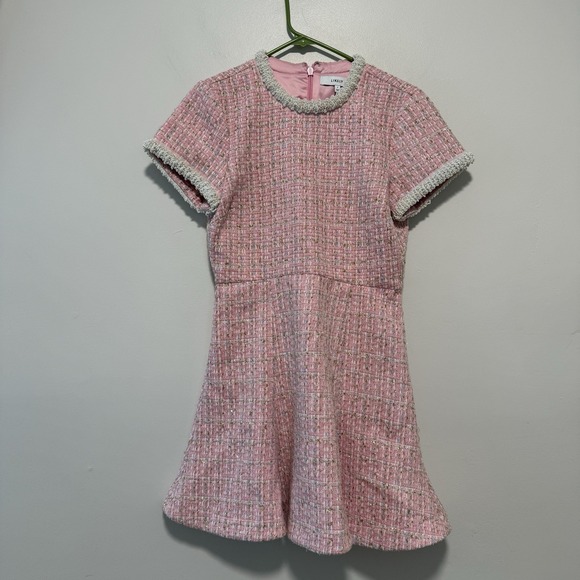 Likely Brie Beaded Tweed Pink Minidress Size 2 - Picture 4 of 9